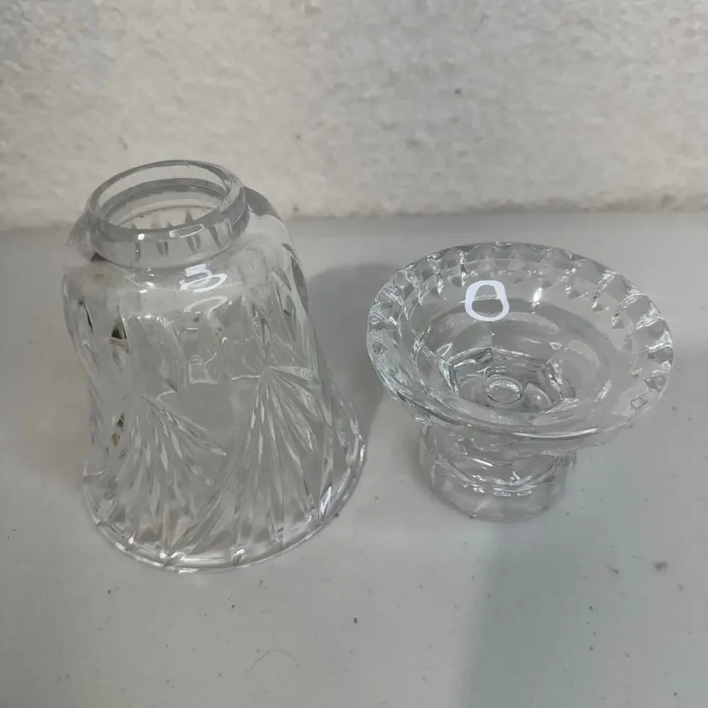 VTG Silhouette Fifth Avenue Lead Crystal Glass Hurricane Candle Holder 2 Piece